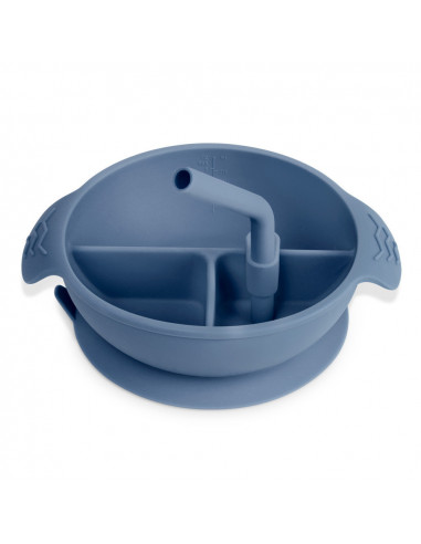 Silicone Divided Suction Bowl - Steel Blue