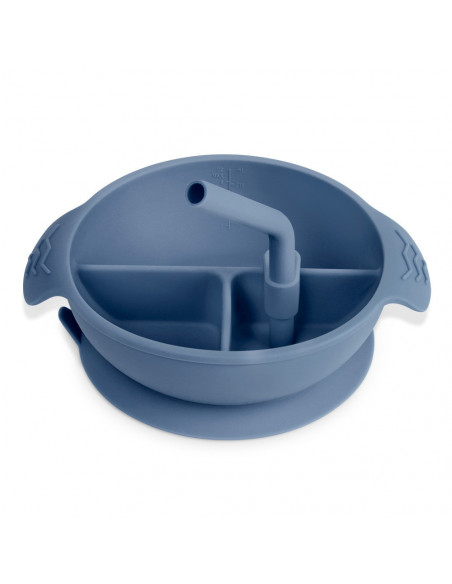 Silicone Divided Suction Bowl - Steel Blue
