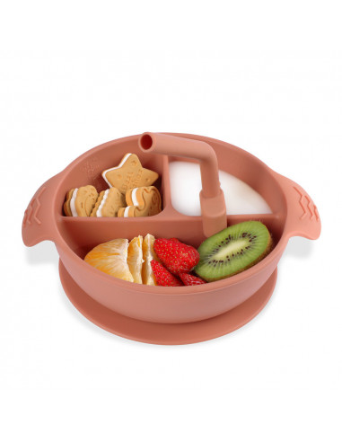 Silicone Divided Suction Bowl - Steel Blue