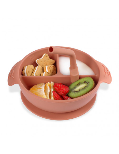 Silicone Divided Suction Bowl - Steel Blue