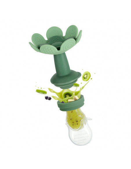 Blumenförmiger Fruchtsauger und Gefrierhülle Set - Himmelblau