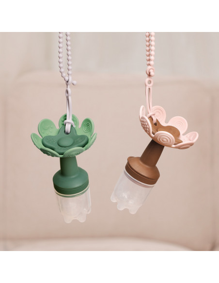 Blumenförmiger Fruchtsauger und Gefrierhülle Set - Himmelblau