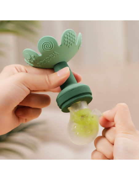 Blumenförmiger Fruchtsauger und Gefrierhülle Set - Himmelblau