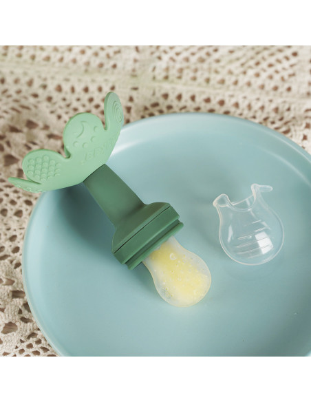 Blumenförmiger Fruchtsauger und Gefrierhülle Set - Himmelblau