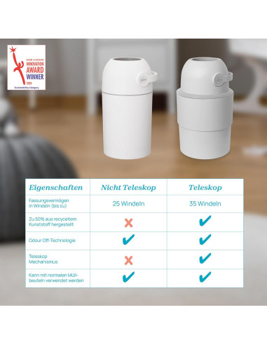 Telescope Diaper Bin Odour Off