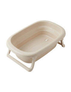 Faltbare Babybadewanne mit Ablaufstopfen - Beige